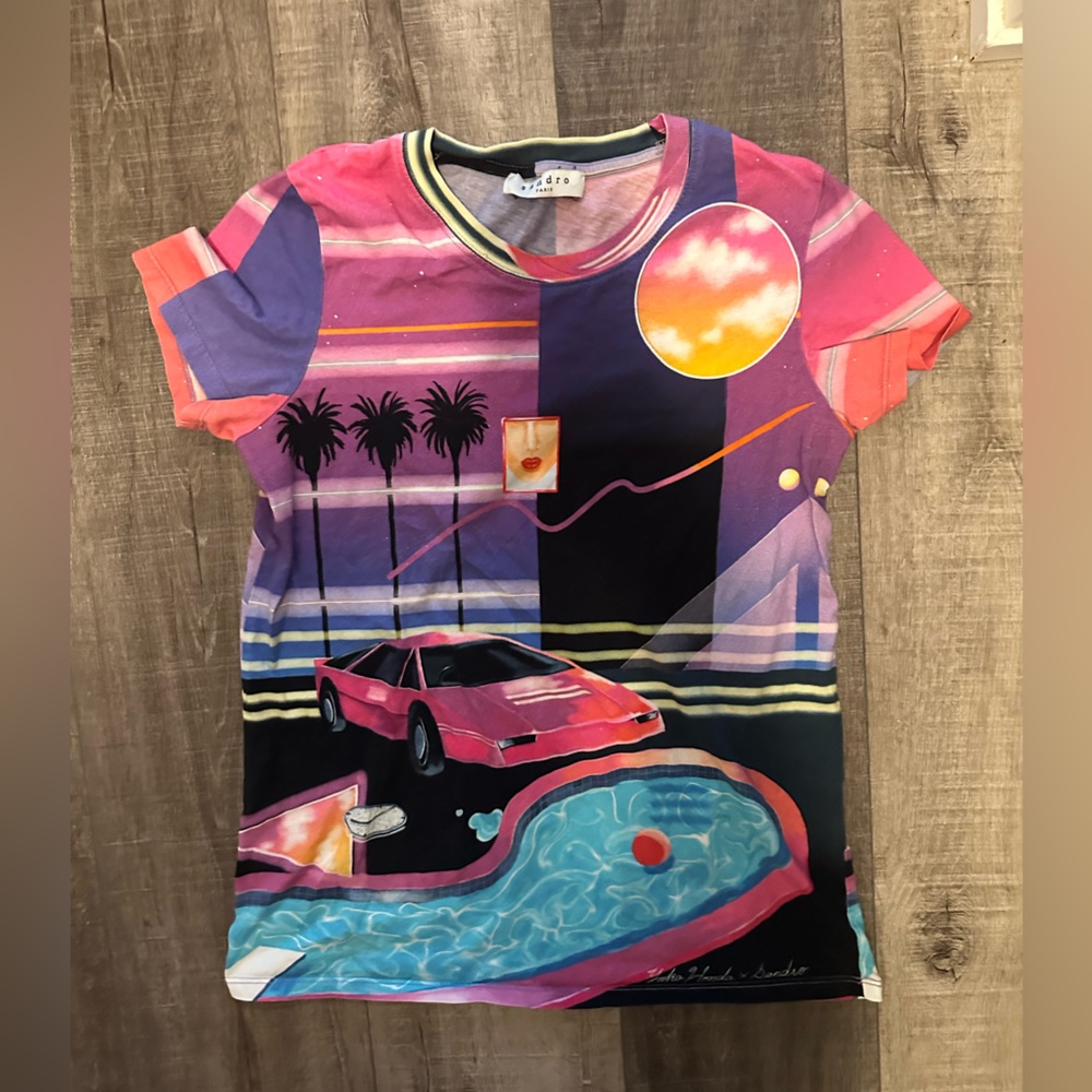 Sandro Printed Pink  T-shirt.